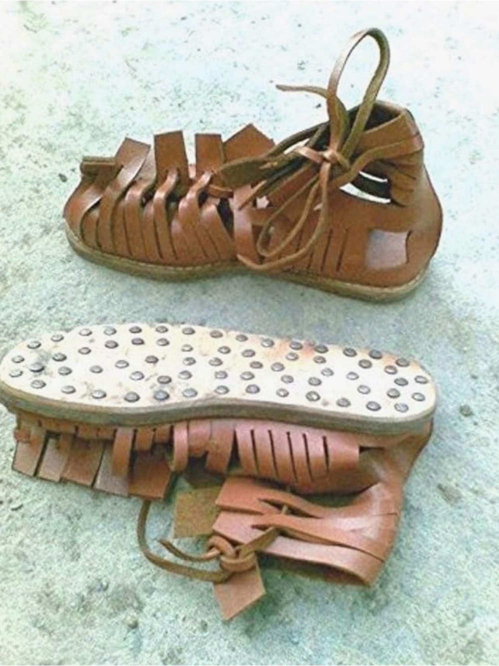 Thor Brown Huarache-Style Leather Sandals